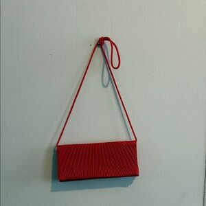 Bijoux Terner Red Pleated Wristlet Clutch with Strap